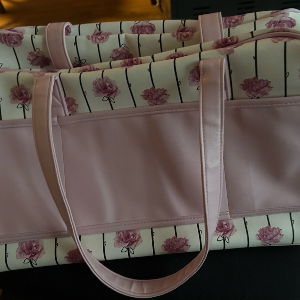 Betsey Johnson Black and Pink Striped weekend duffel bag - Picture 2 of 7